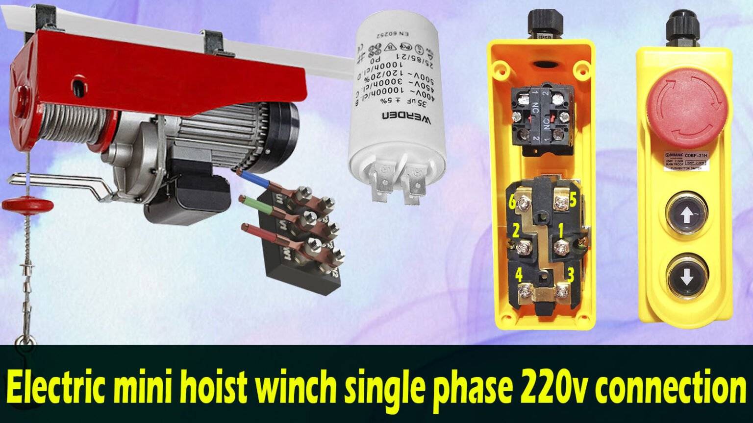 Mini Electric Hoist 220V Single Phase Wiring (Push Button Control)